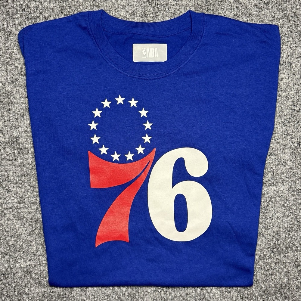 Philadelphia 76ers T-Shirt Logo NBA Basketball‎ Blue Men's Size Large Brand New
